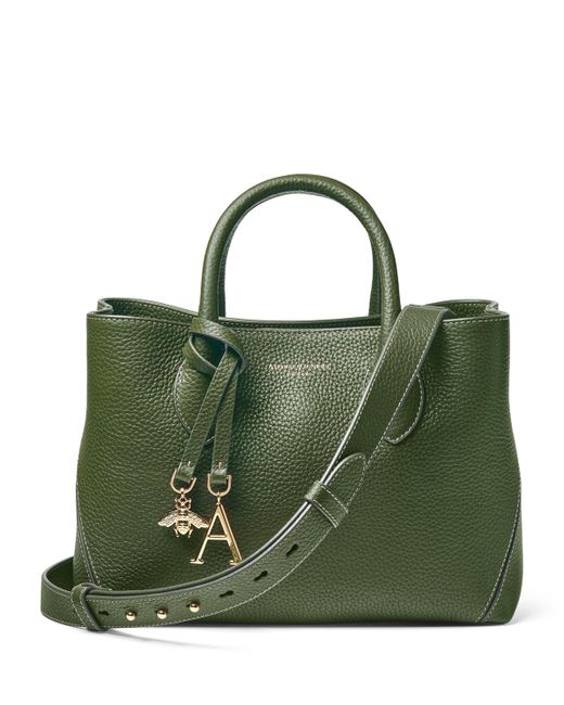 Aspinal Green Midi Leather London Tote Bag
