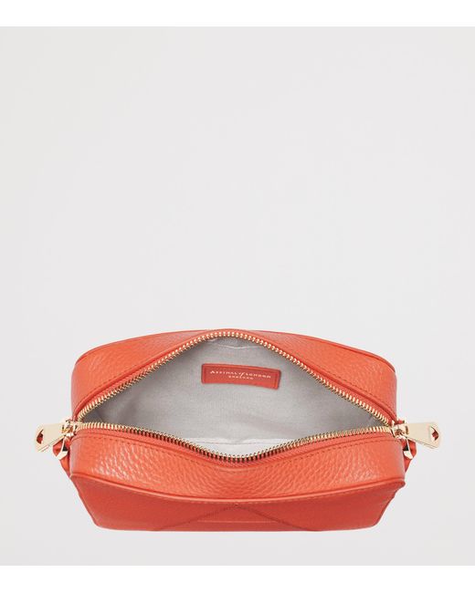 Aspinal Orange Leather A Camera Bag