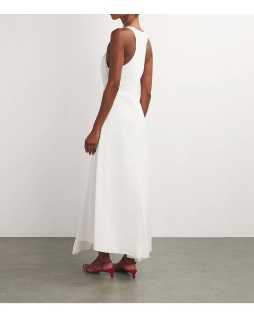 Victoria Beckham White Gathered Racerback Maxi Dress