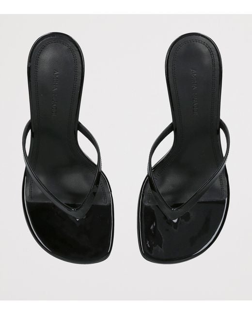 AMINA MUADDI Black Patent Leather Juliette Heeled Sandals 70