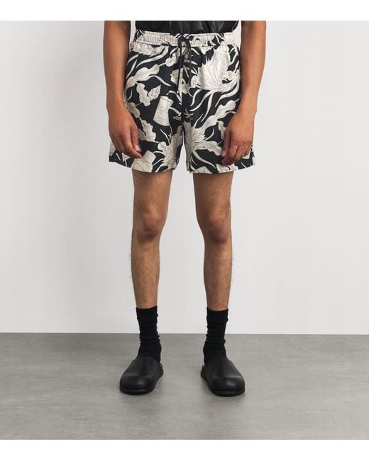 Amiri Gray Silk Floral Print Shorts for men