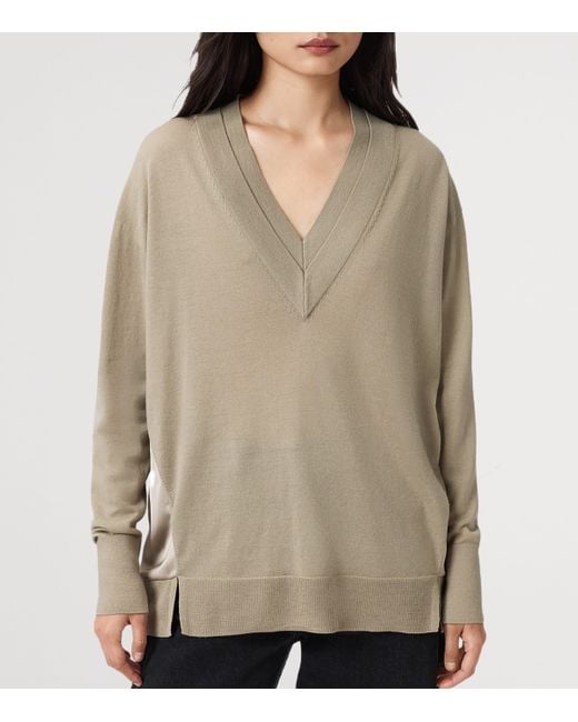 AllSaints Gray Wool Bern Sweater