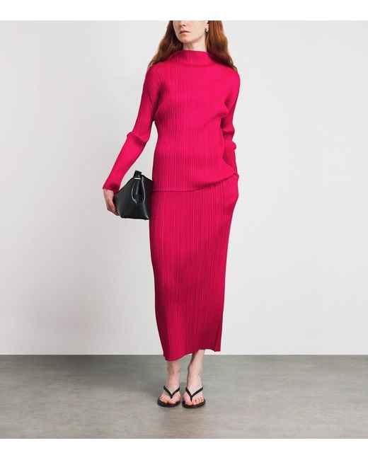 Pleats Please Issey Miyake Pink New Colorful Basics 4 Midi Skirt