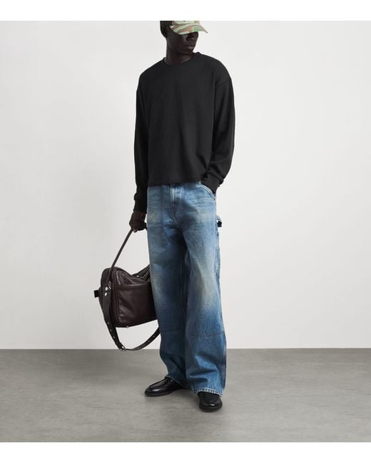 CHERRY LA Black Cotton-Blend Waffle-Knit Sweater for men
