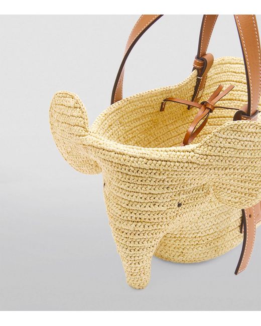 Loewe Natural Small Woven Elephant Basket Tote Bag
