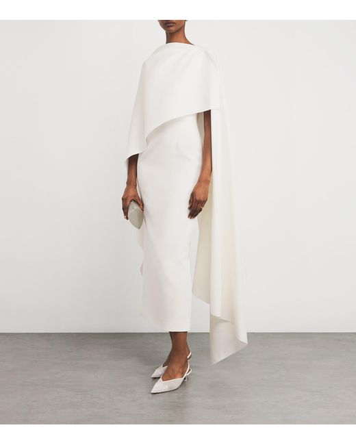 Roksanda White Cape-Overlay Demetria Maxi Dress