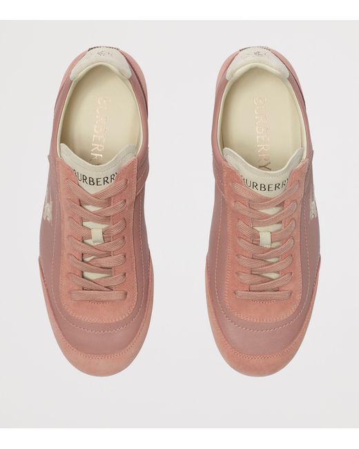 Burberry Pink Leather Knight Runner Sneakers