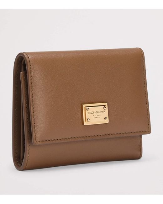 Dolce & Gabbana Brown Grained Calfskin French Flap Wallet