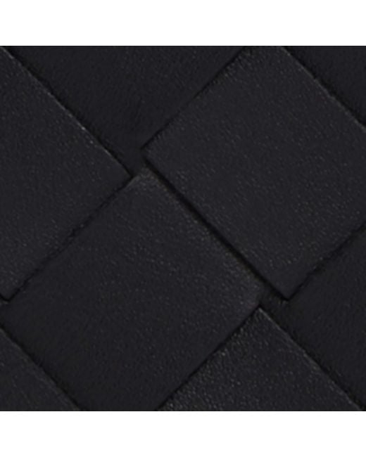 Bottega Veneta Black Leather Intrecciato Zipped Card Holder for men