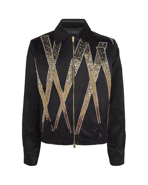 Amiri Black Crystal-Embellished Spotlight Blouson Jacket for men