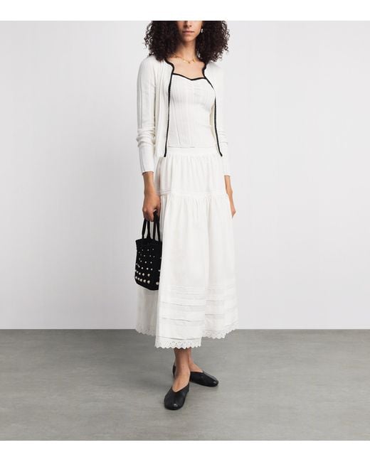 Doen White Organic Cotton Sebastiane Midi Skirt