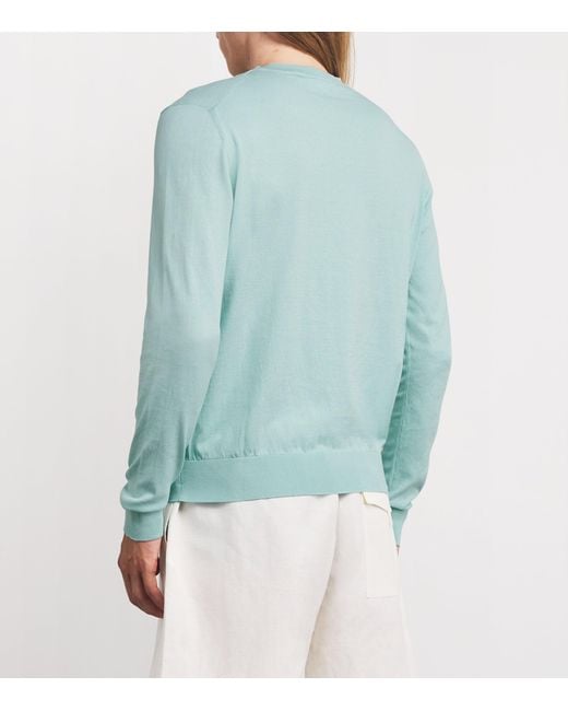 Vilebrequin Blue Cotton Turtle Jacquard Sweater for men