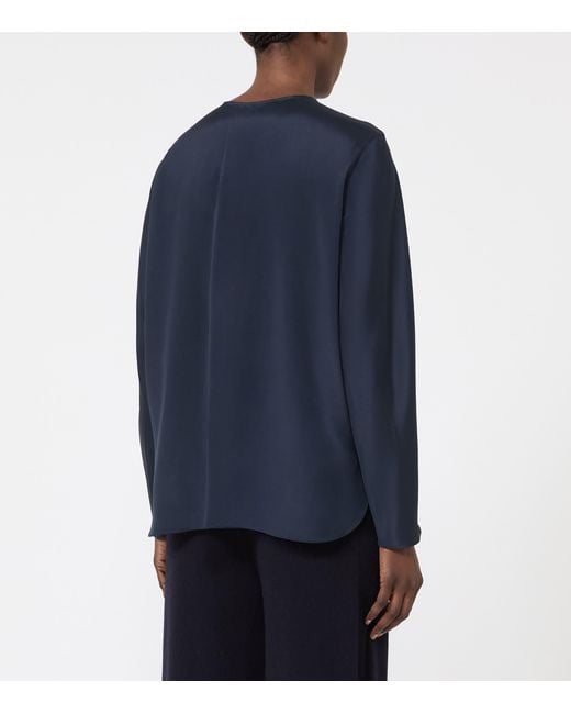 Max Mara Blue Stretch-Silk Blouse