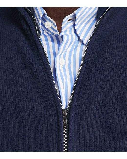 FIORONI CASHMERE Blue Cashmere Half-Zip Sweater for men