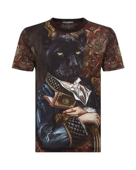 Dolce & Gabbana Multicolor Royal Panther T-shirt for men