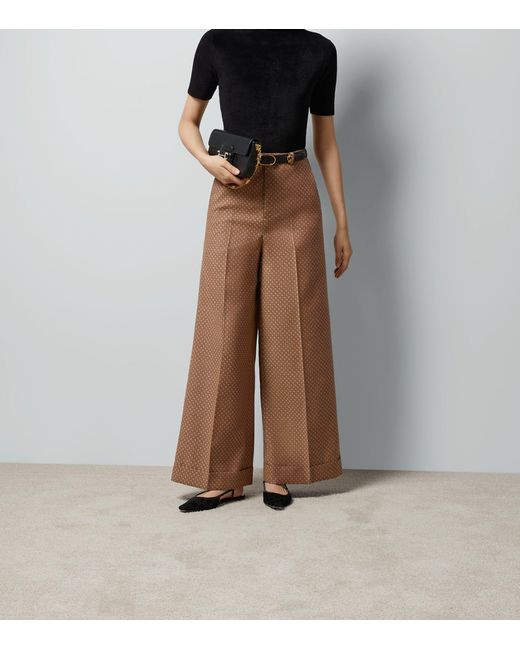 Gucci Brown Wool-blend Square G Trousers