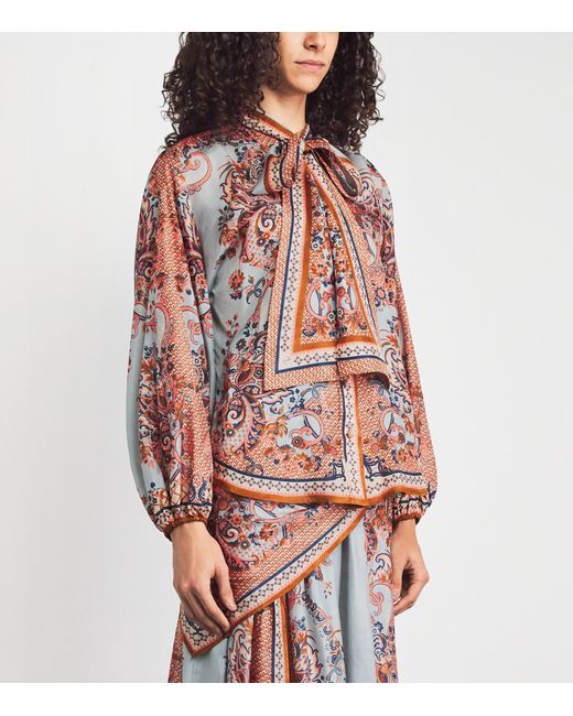 Zimmermann Multicolor Silk Printed Aster Blouse