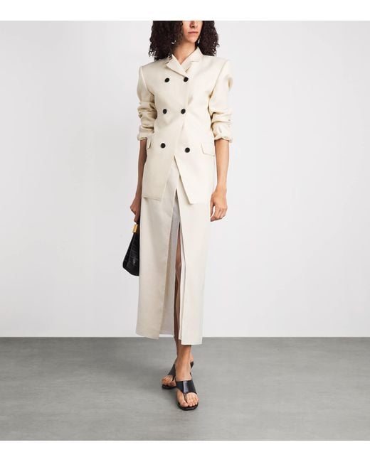 Khaite White Double-Layered Midi Skirt