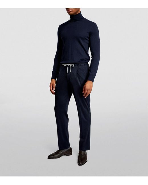 Brioni Blue Cashmere-Silk Rollneck Sweater for men