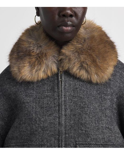 Maje Gray Denim Oversized Herringbone Jacket