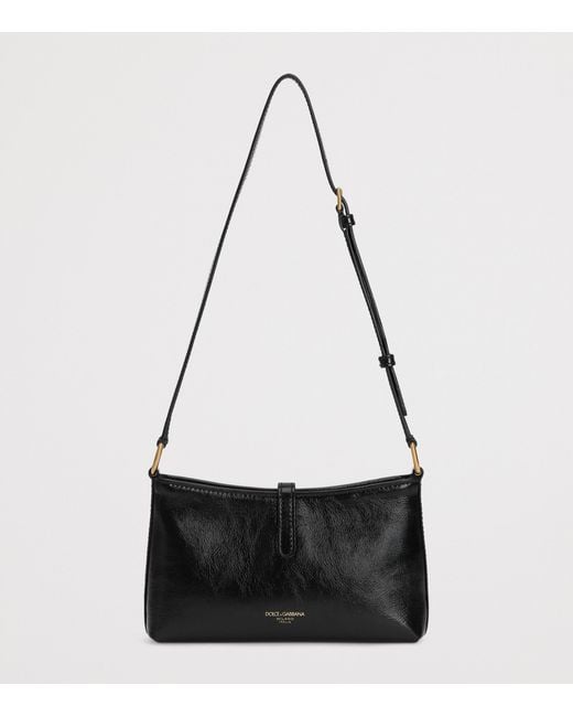 Dolce & Gabbana Black Calfskin Lock Shoulder Bag