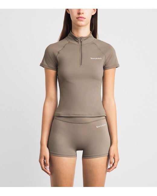 Sporty & Rich Gray Logo Serif Quarter-Zip Top