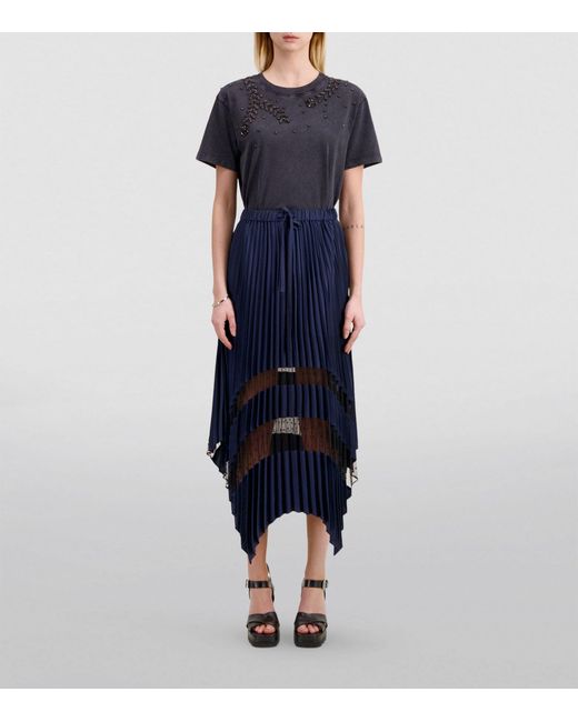 The Kooples Blue Asymmetric Midi Skirt