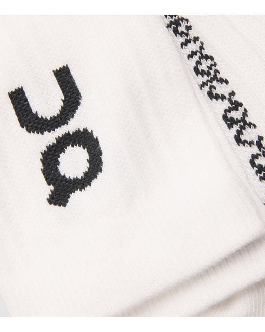 On Shoes White Cott-Blend Logo High Socks for men