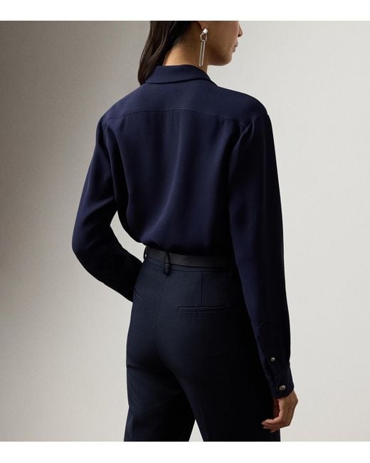 Ralph Lauren Blue Silk Cady Terrel Shirt