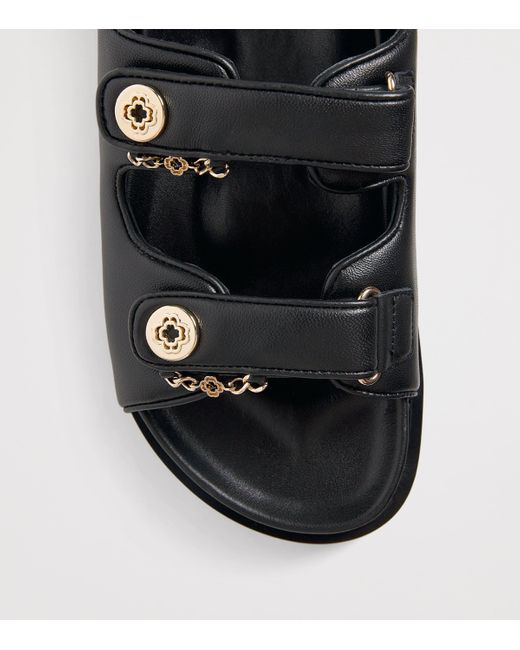 Maje Black Faux Leather Clover Sandals