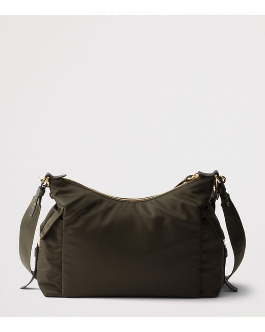Prada Black Large Re-Nylon And Leather Explore Shoulder Bag