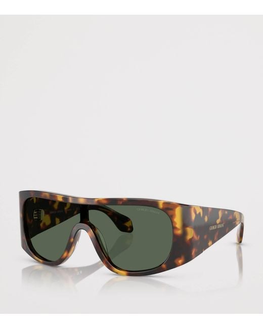 Giorgio Armani Green Tortoiseshell Rectangle Sunglasses for men