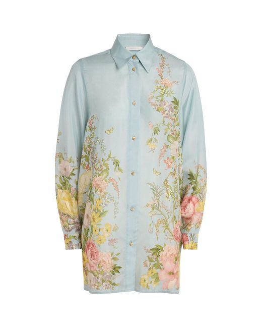 Zimmermann Blue Silk Floral Waverly Shirt