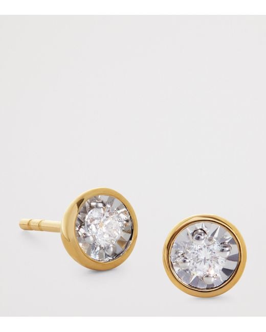 Monica Vinader Metallic Vermeil And Diamond Essentials Solitaire Stud Earrings