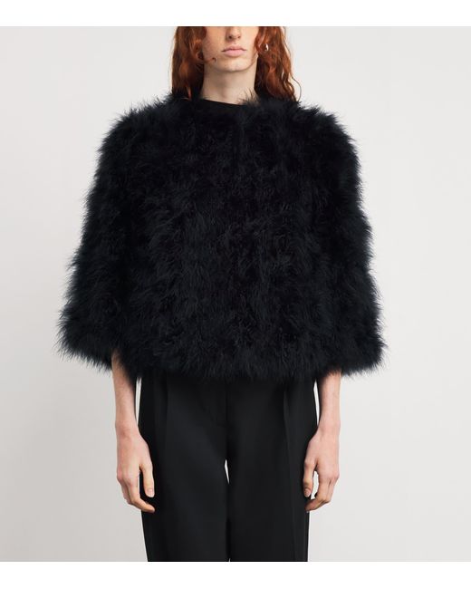 Yves Salomon Black Feather Jacket