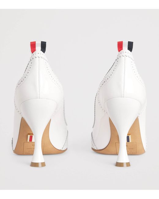 Thom Browne White Patent Leather Wingtip Pumps 90