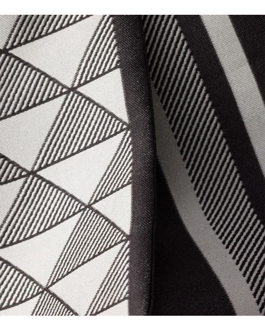 Prada Gray Silk Triangle Print Skinny Scarf