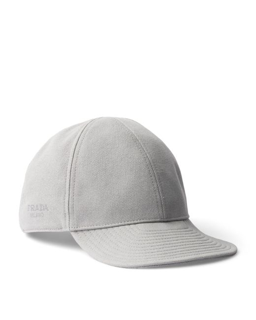 Prada Gray Denim Baseball Cap for men