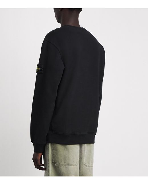 Stone Island Black Cotton Compass Sweatshirt for men