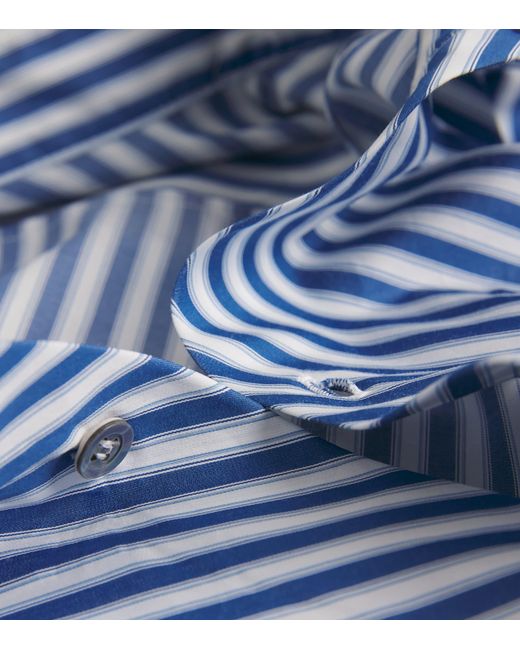 Eskandar Blue Stripe Wide A-Line Shirt