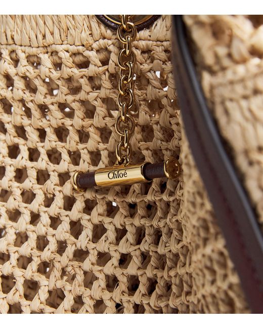 Chloé Metallic Raffia Iconic Logo Tote Bag
