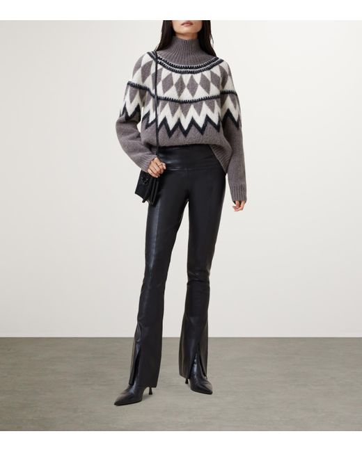 AllSaints Gray Knitted Fair Isle Tara Sweater
