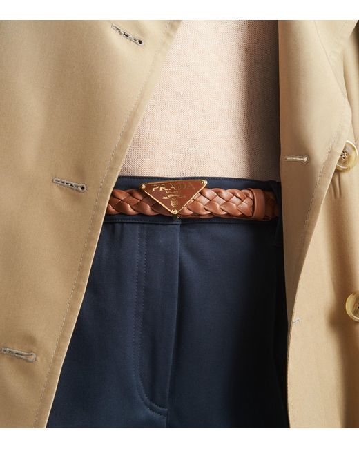 Prada Brown Nappa Leather Braided Belt