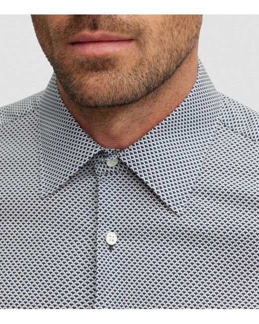 Boss Gray Printed Slim-Fit Shirt for men