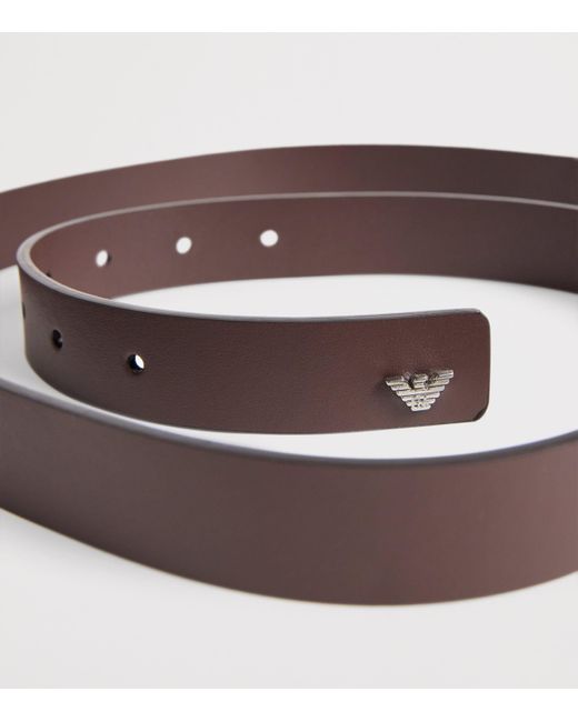 Emporio Armani White Leather Eagle Plate Belt for men