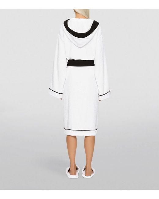 Dolce & Gabbana White Terry Cotton Dg Logo Robe