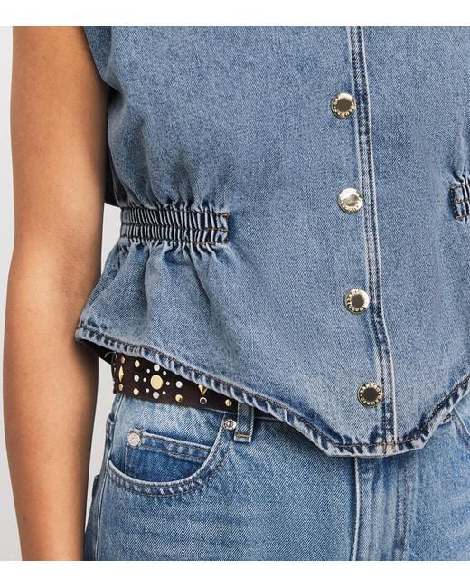 Sandro Blue Denim Sleeveless Top