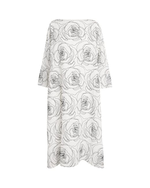 Eskandar White Linen-Cotton Embroidered Midi Dress