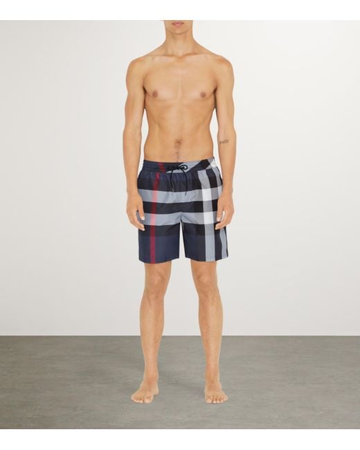 Burberry Blue Check Swim Shorts for men