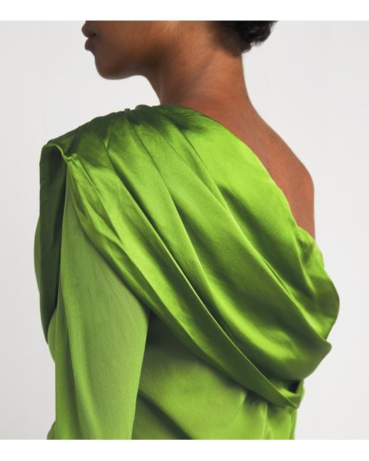 Christopher Esber Green Silk Draped Shawl Maxi Dress